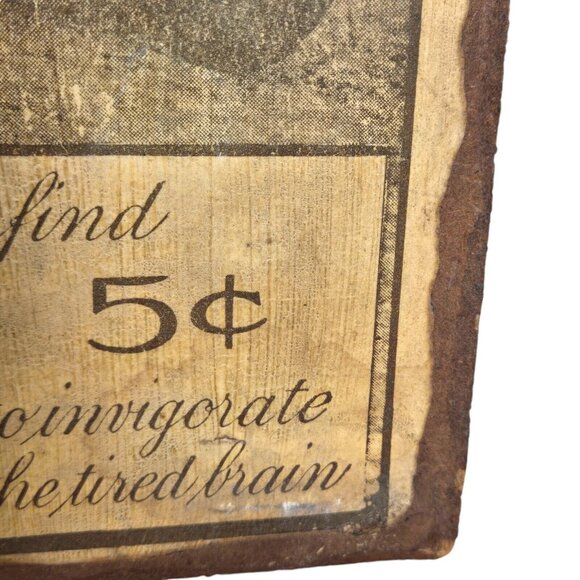 Antique COCA-COLA AT‎ ALL Fountains Model T Car Poster Wood Wall Hang 14"x 10.5" - Picture 5 of 11